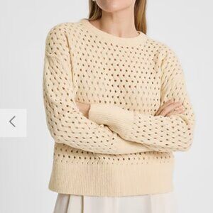 Express Open Stitch Crew Neck Sweater - Cream